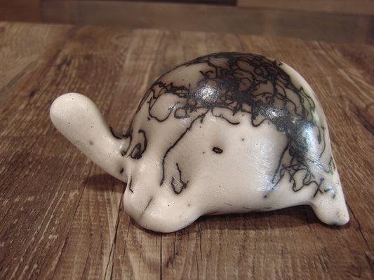 Small Native American Horse Hair Turtle Pottery Sculpture by Vail