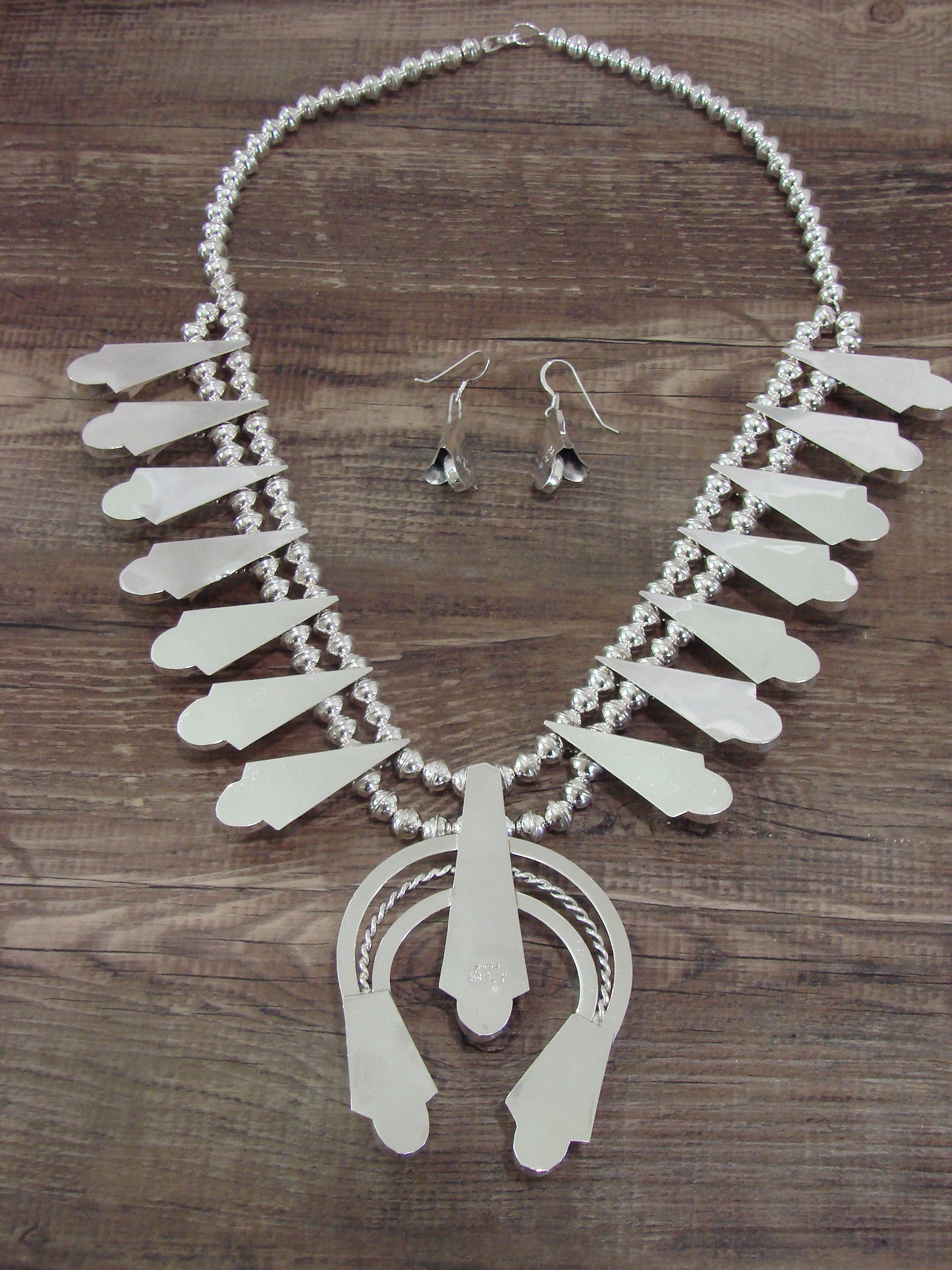 Native American Sterling Silver & Opal Squash Blossom Set by Yazzie