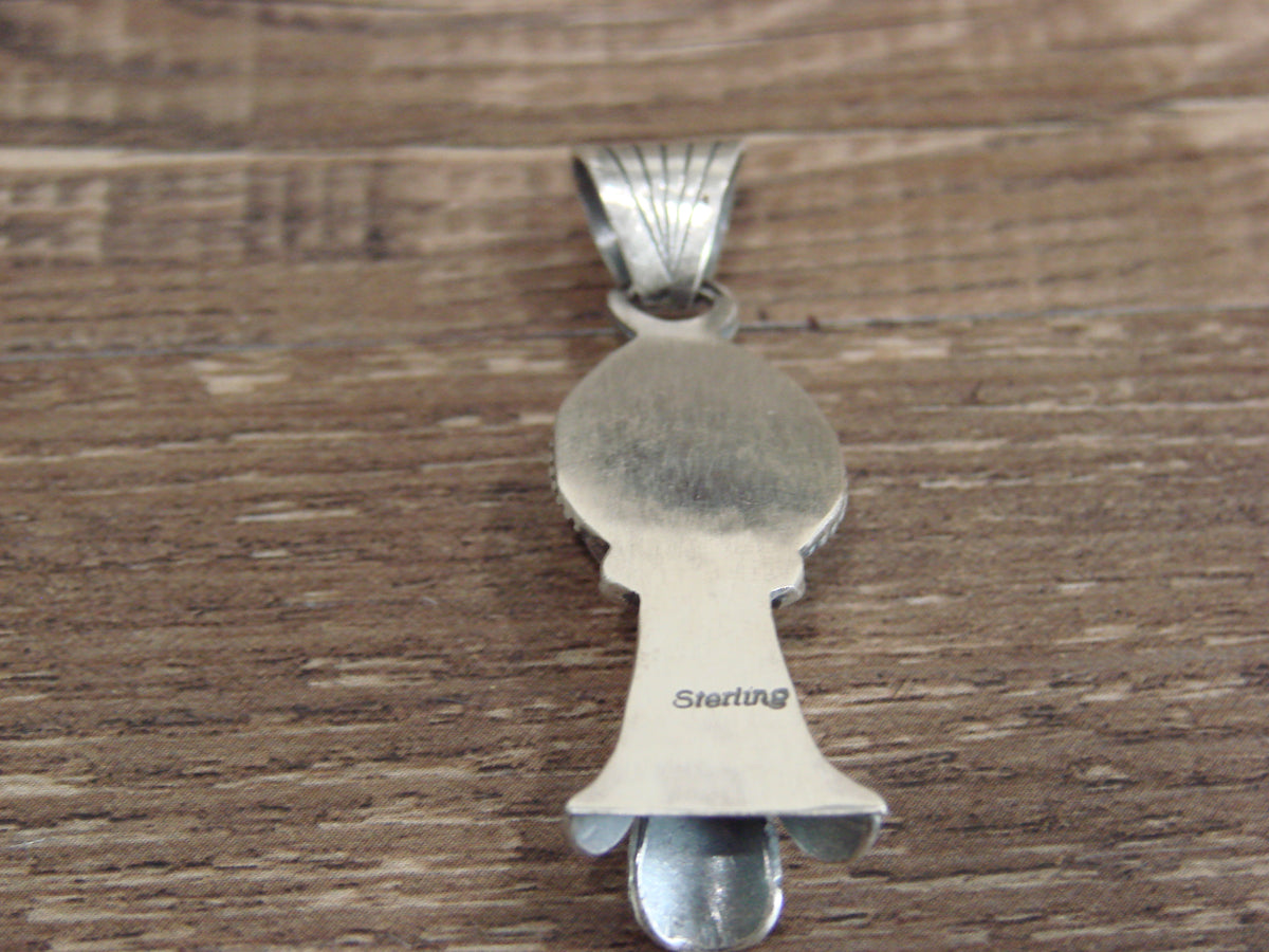 Native American Sterling Silver & Turquoise Squash Blossom Pendant by Betone