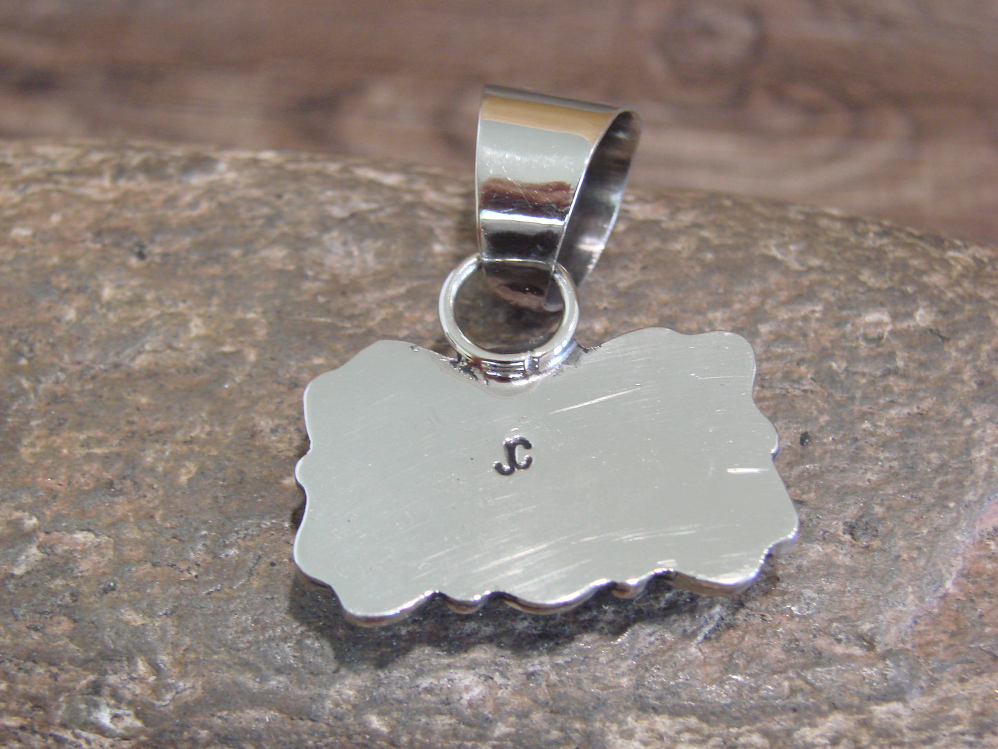 Native American Navajo Nickel Silver & Turquoise Pendant - Cleveland