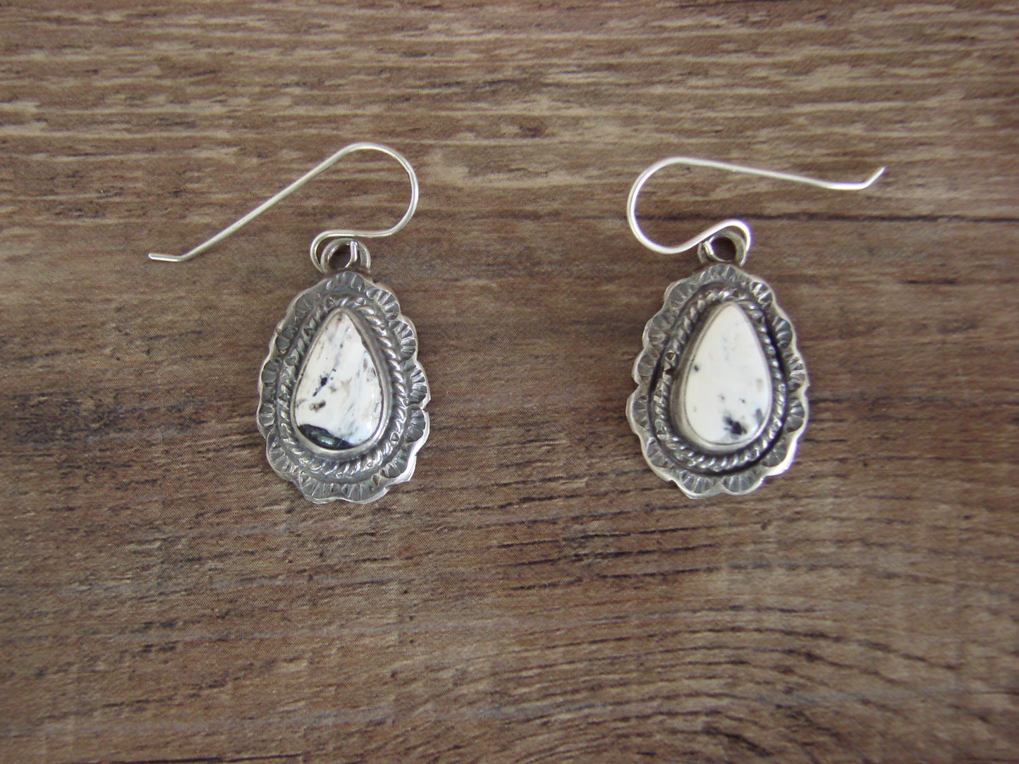 Native American Sterling Silver & White Buffalo Turquoise Squash Blossom Set by Francisco