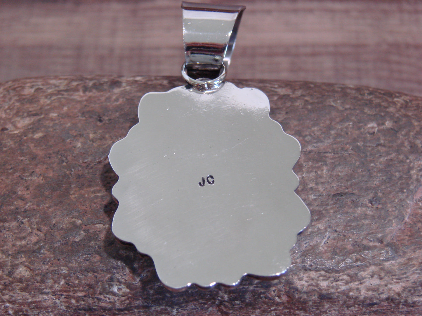 Native American Nickel Silver & Turquoise Pendant - Cleveland