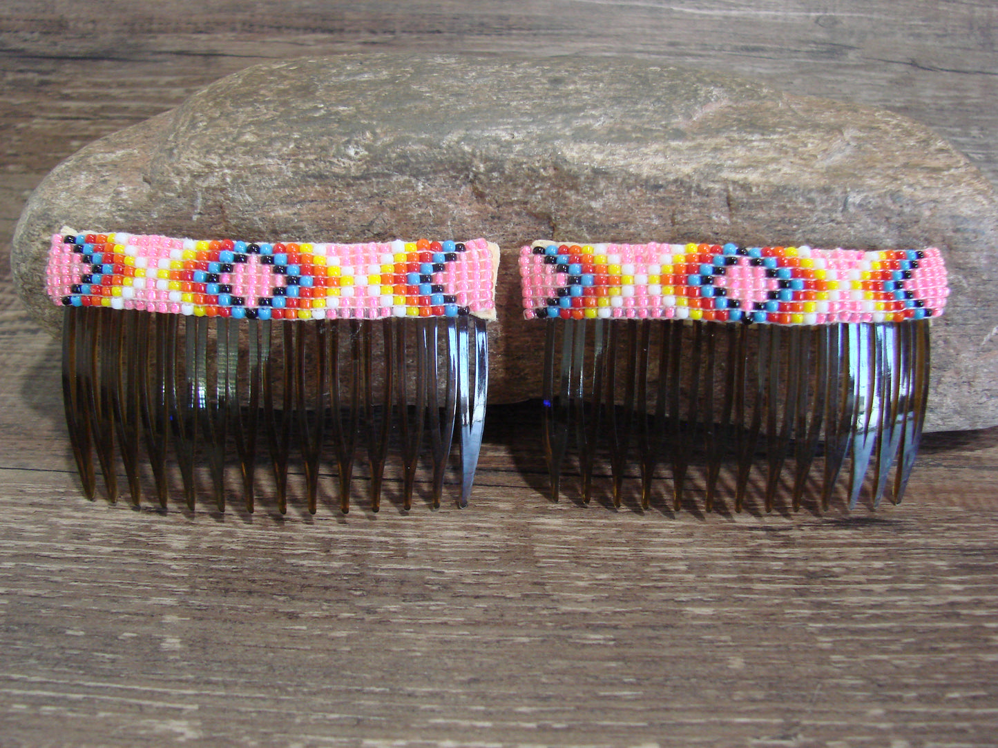 Native American Hand Beaded Hair Comb Set by Cleveland