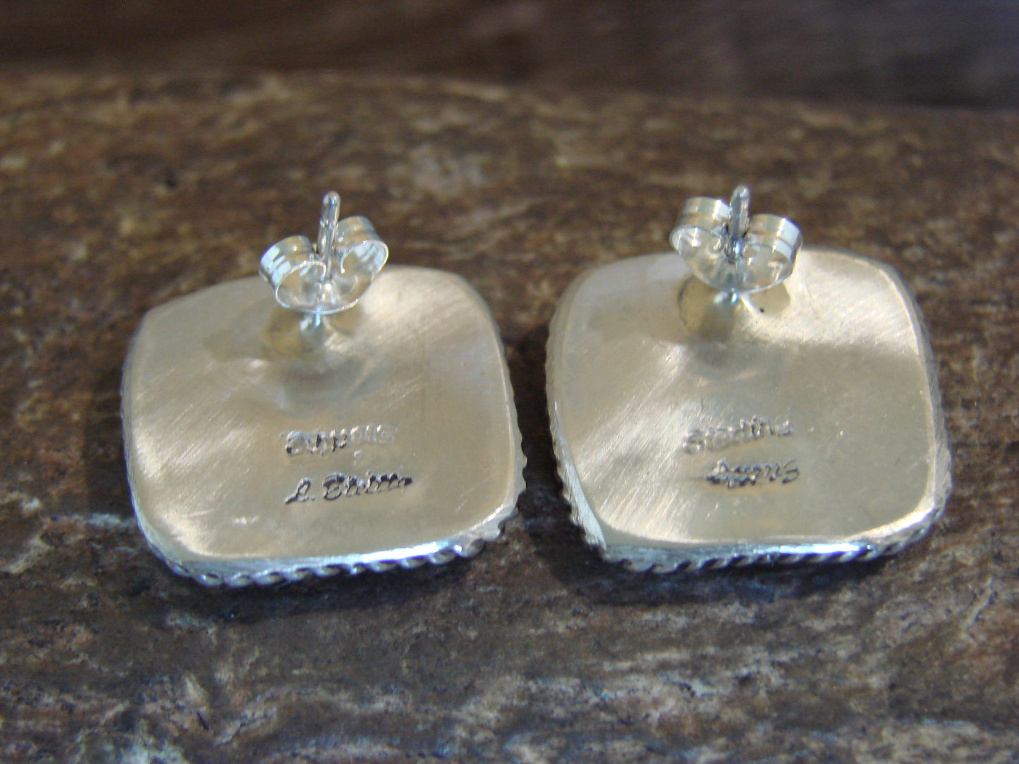 Native American Sterling Silver & Turquoise Post Earrings - Larry