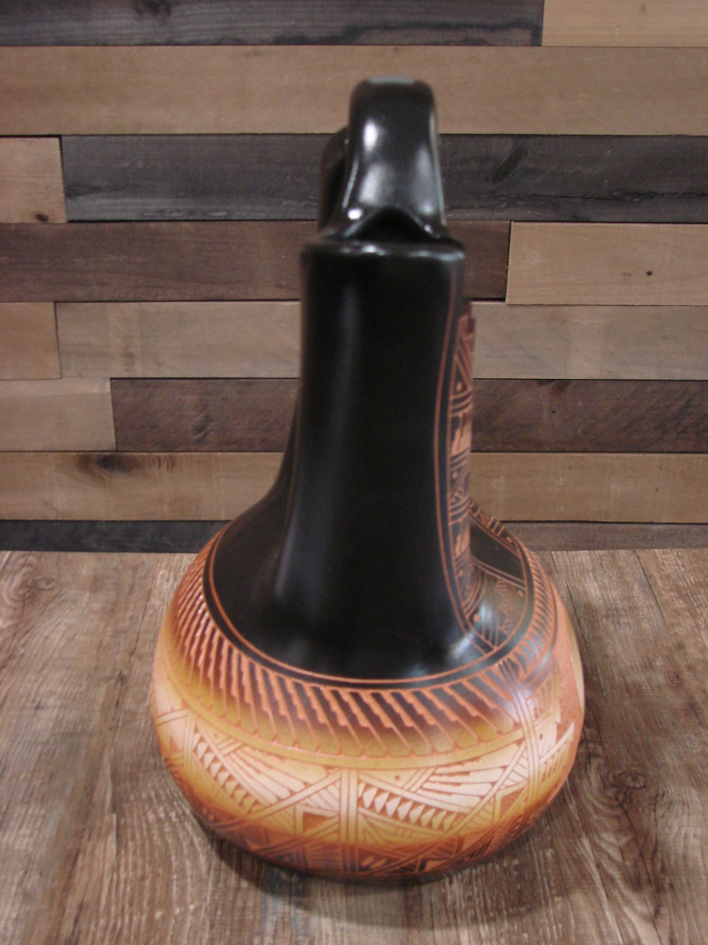 Native American Hand Etched Bear Wedding Vase by Aragon