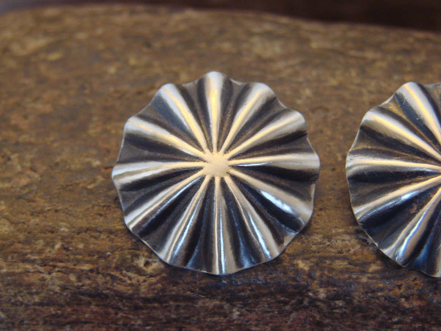 Native American Sterling Silver Concho Post Earrings by Soce