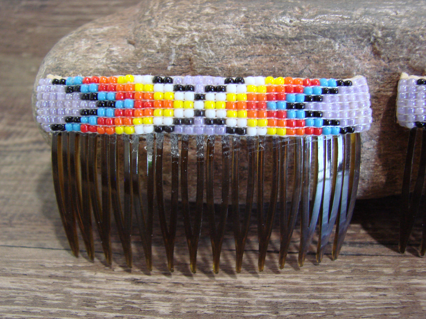 Native American Hand Beaded Hair Comb Set by Cleveland
