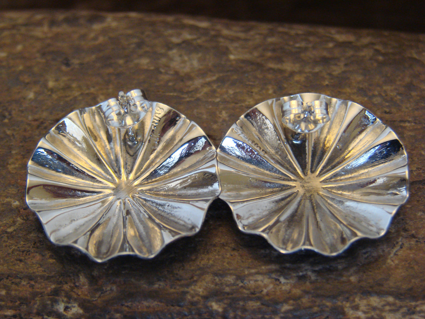 Native American Sterling Silver Concho Post Earrings by Soce