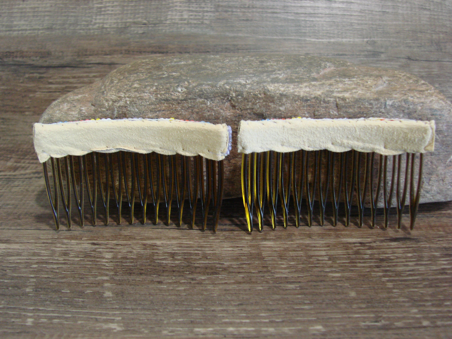 Native American Hand Beaded Hair Comb Set by Cleveland