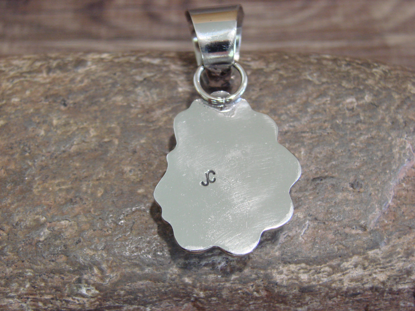 Native American Navajo Nickel Silver & Turquoise Pendant - Cleveland