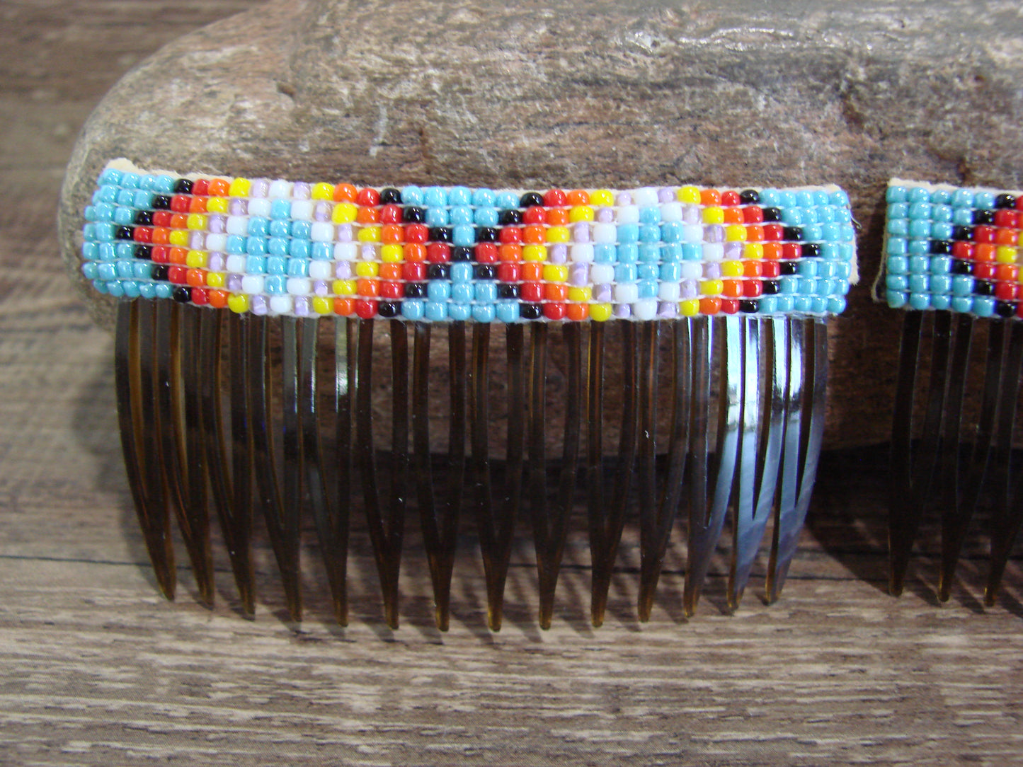 Native American Hand Beaded Hair Comb Set by Cleveland