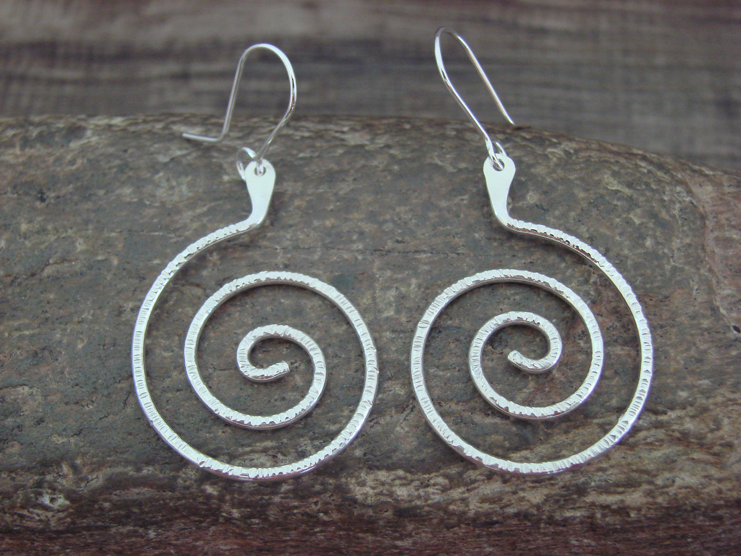 Native American  Sterling Silver Swirl Dangle Earrings - Jamon