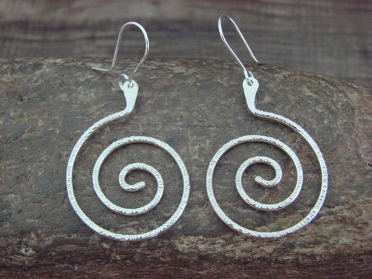 Native American  Sterling Silver Swirl Dangle Earrings - Jamon