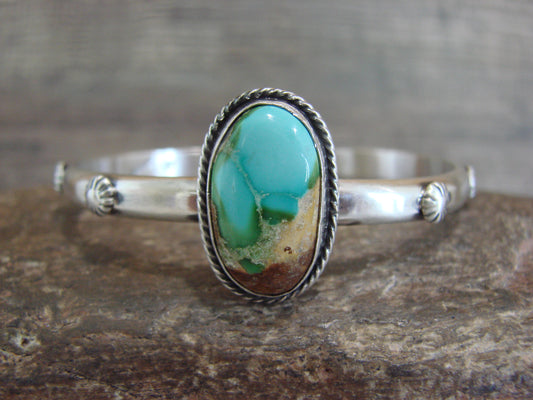 Native American Sterling Silver & Sonoran Turquoise Bracelet Signed SY