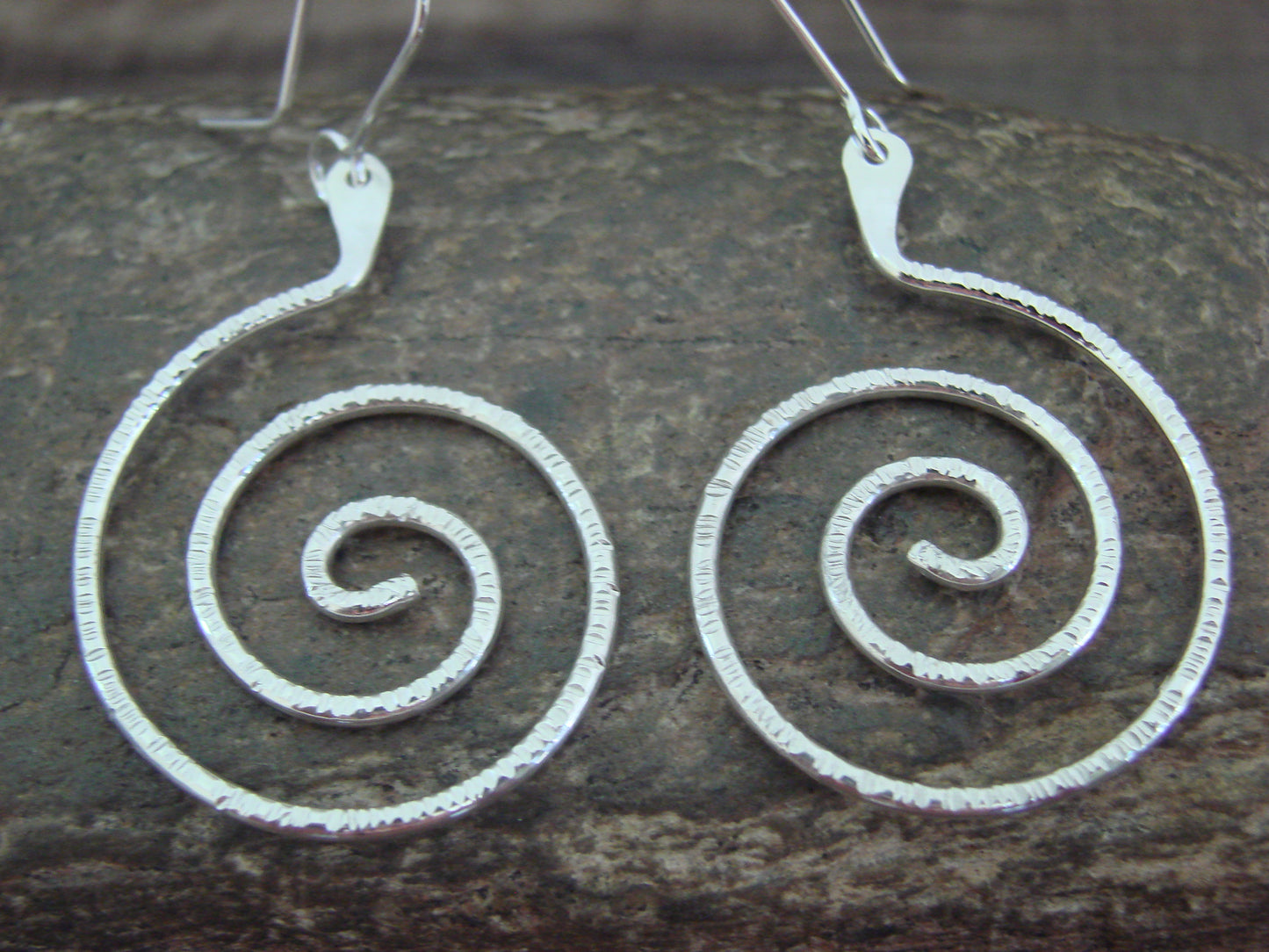 Native American  Sterling Silver Swirl Dangle Earrings - Jamon