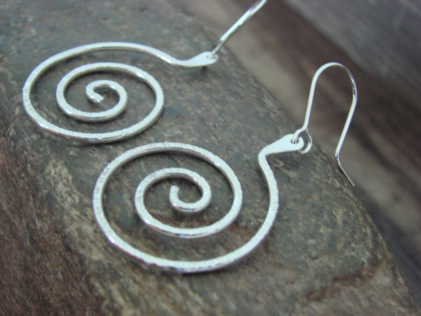 Native American  Sterling Silver Swirl Dangle Earrings - Jamon