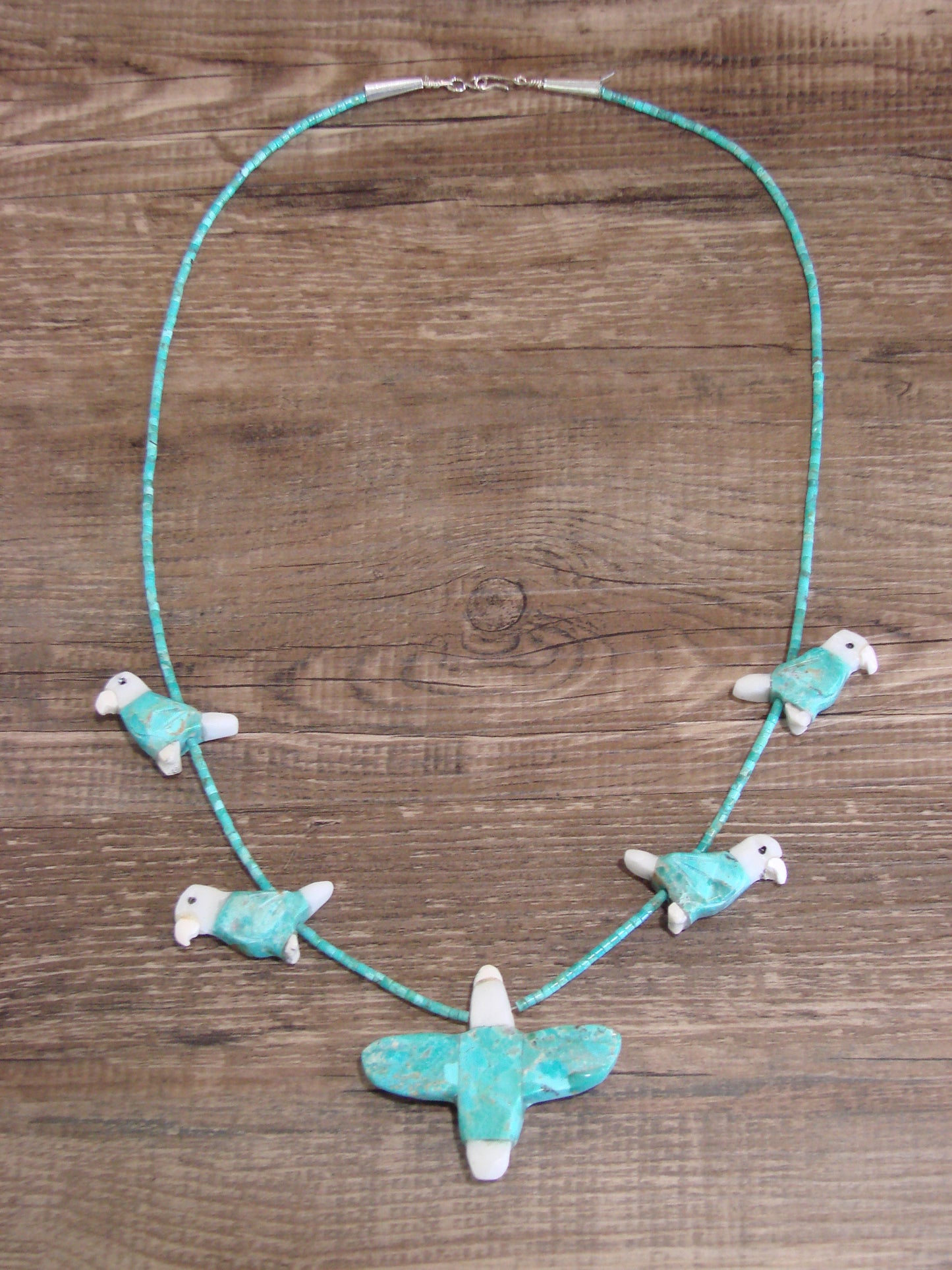 Hand Carved Turquoise Eagle Fetish Necklace - Matt Mitchell