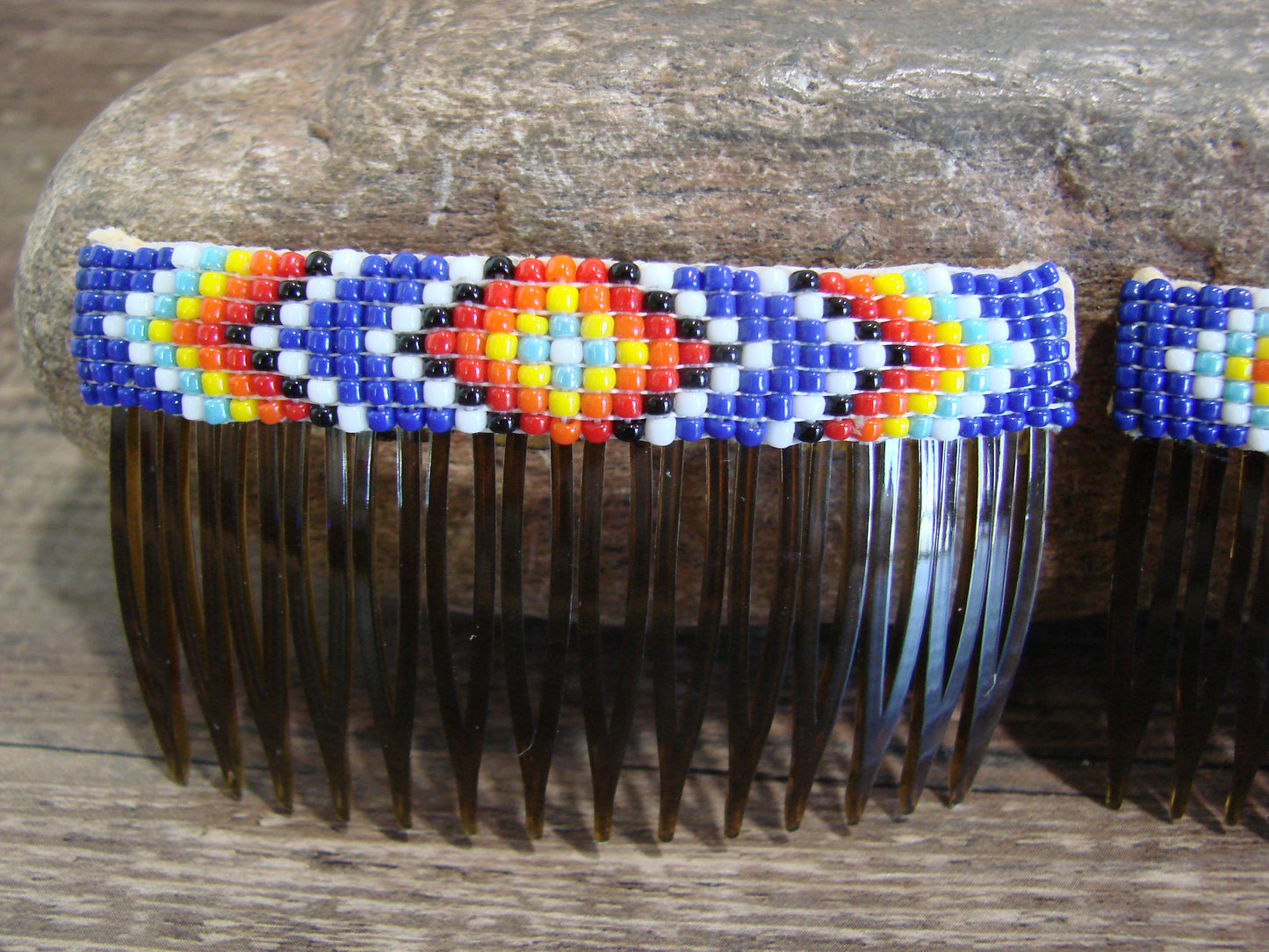 Native American Hand Beaded Hair Comb Set by Cleveland