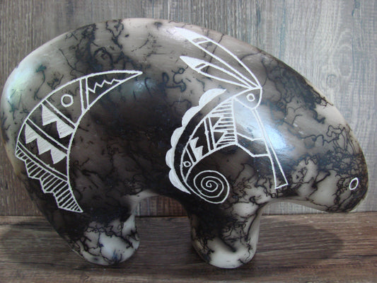 Acoma Pottery Horse Hair Bear Sculpture by Louis