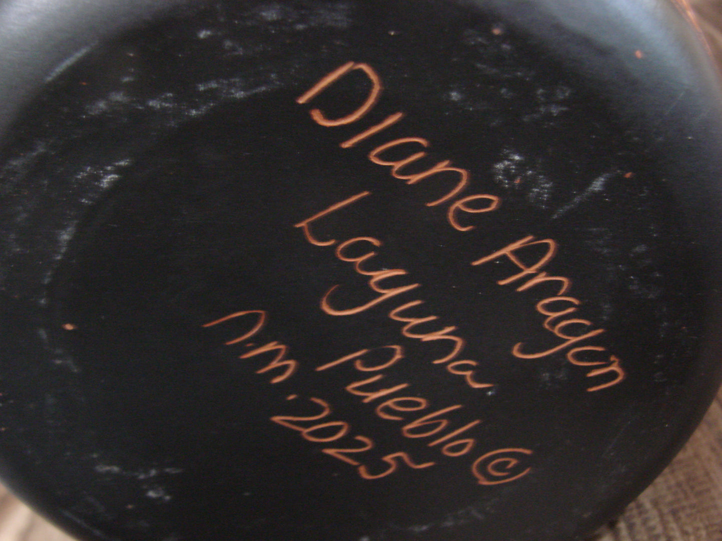 Large Native American Hand Etched Hummingbird Pottery by Aragon