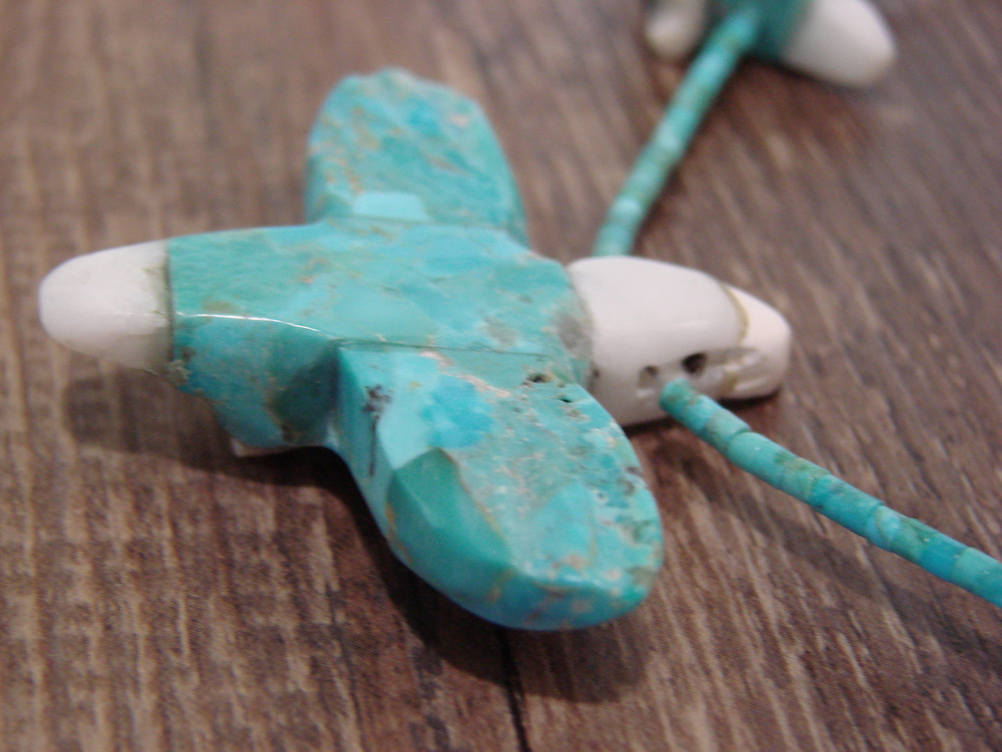 Hand Carved Turquoise Eagle Fetish Necklace - Matt Mitchell