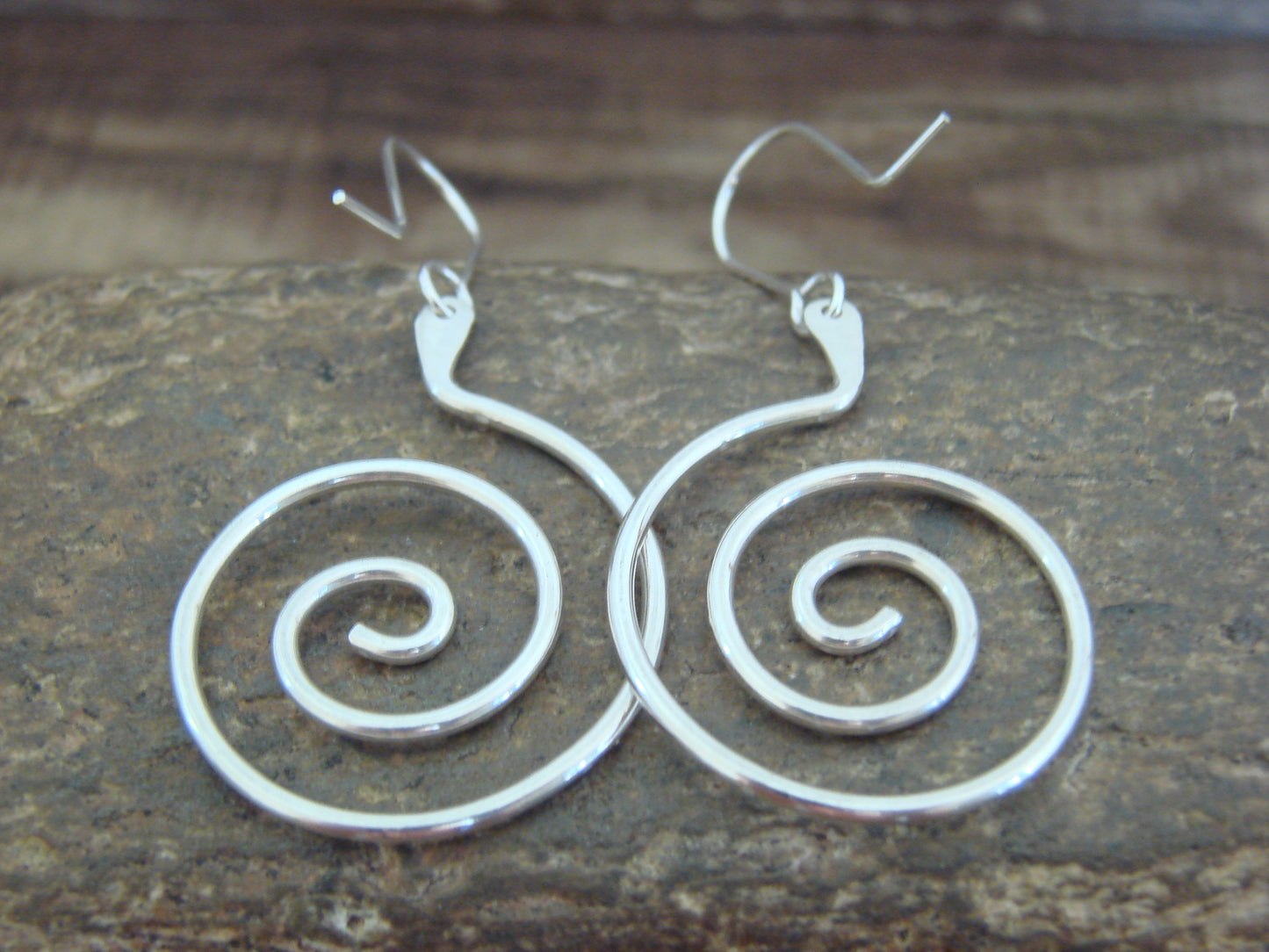 Native American  Sterling Silver Swirl Dangle Earrings - Jamon