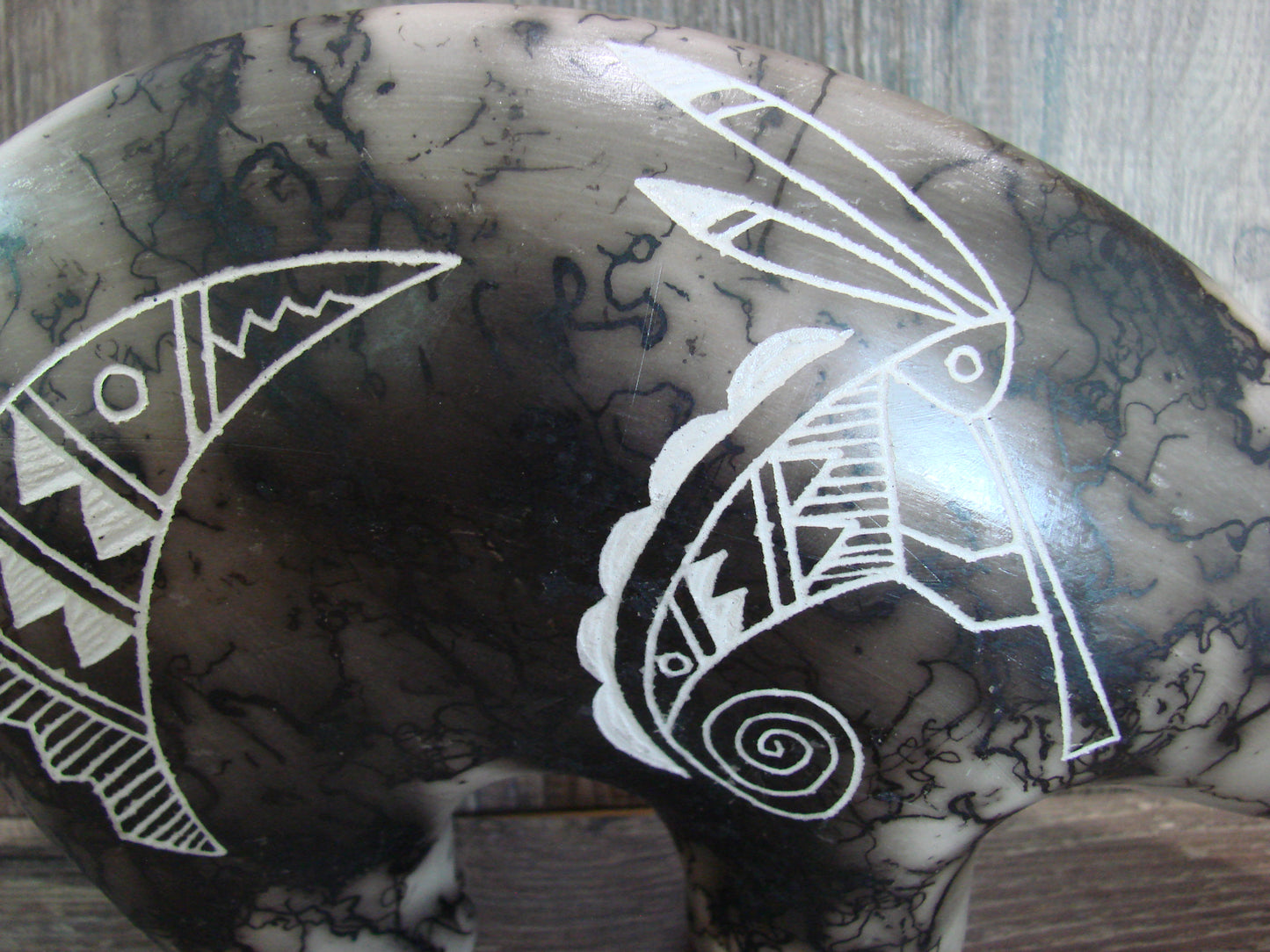Acoma Pottery Horse Hair Bear Sculpture by Louis