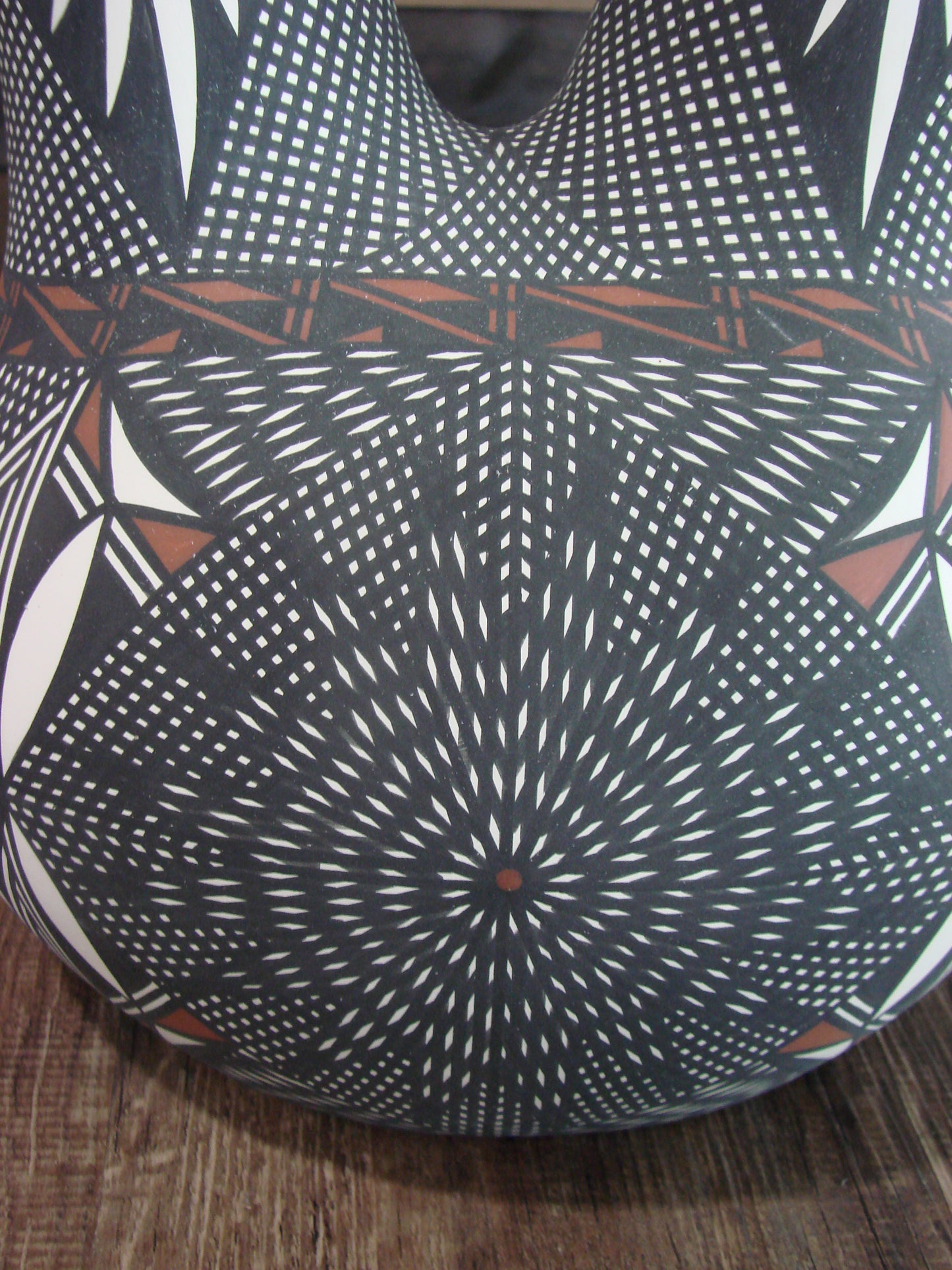 Native American Acoma Pueblo Fine Line Hand Painted Wedding Vase by Vallo