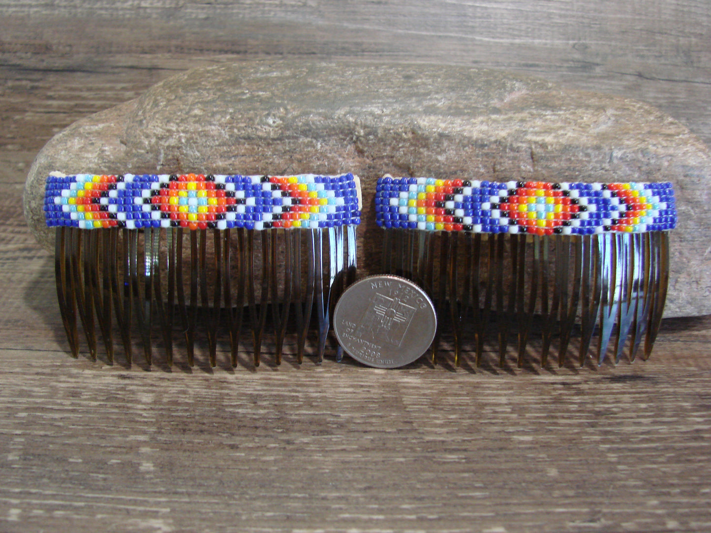 Native American Hand Beaded Hair Comb Set by Cleveland