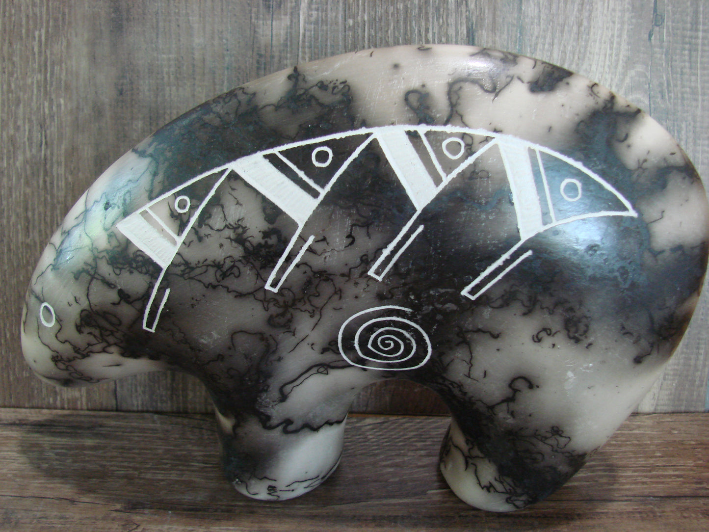 Acoma Pottery Horse Hair Bear Sculpture by Louis