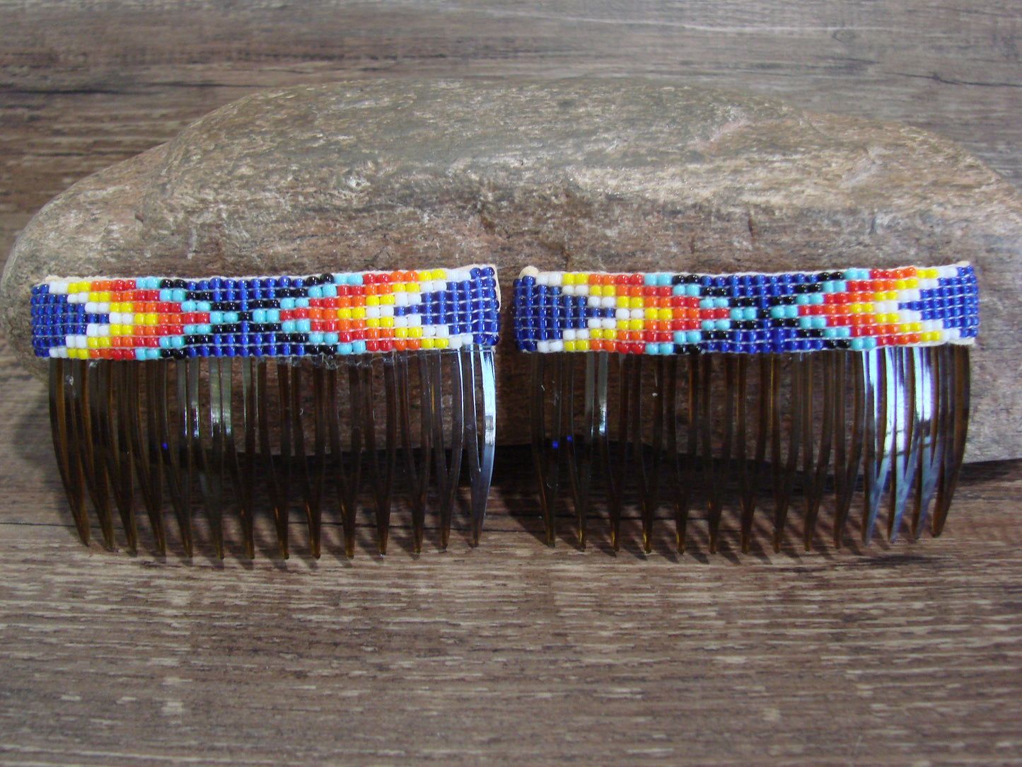 Native American Hand Beaded Hair Comb Set by Cleveland