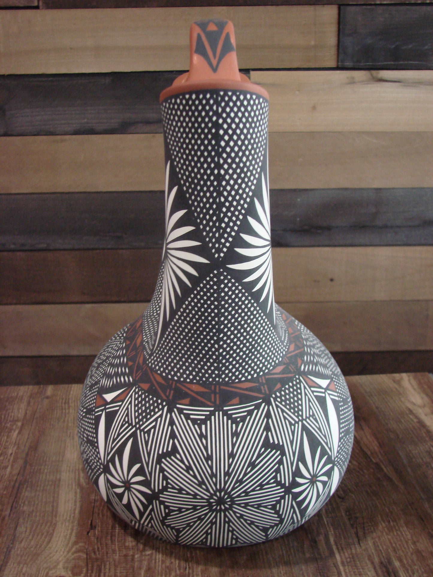 Native American Acoma Pueblo Fine Line Hand Painted Wedding Vase by Vallo