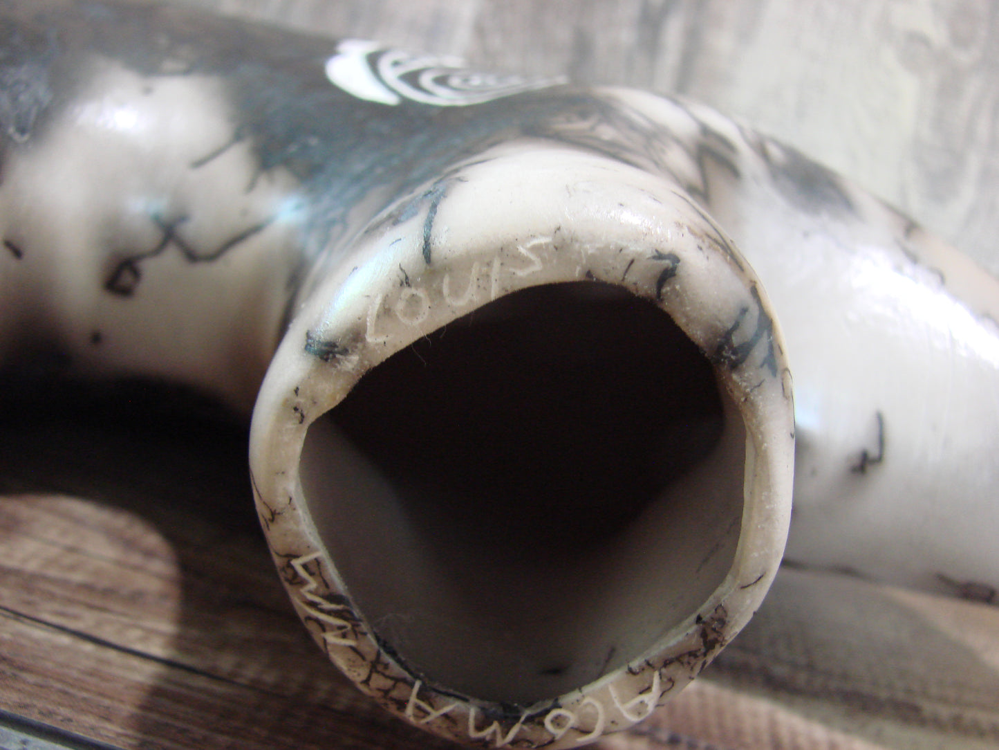 Acoma Pottery Horse Hair Bear Sculpture by Louis