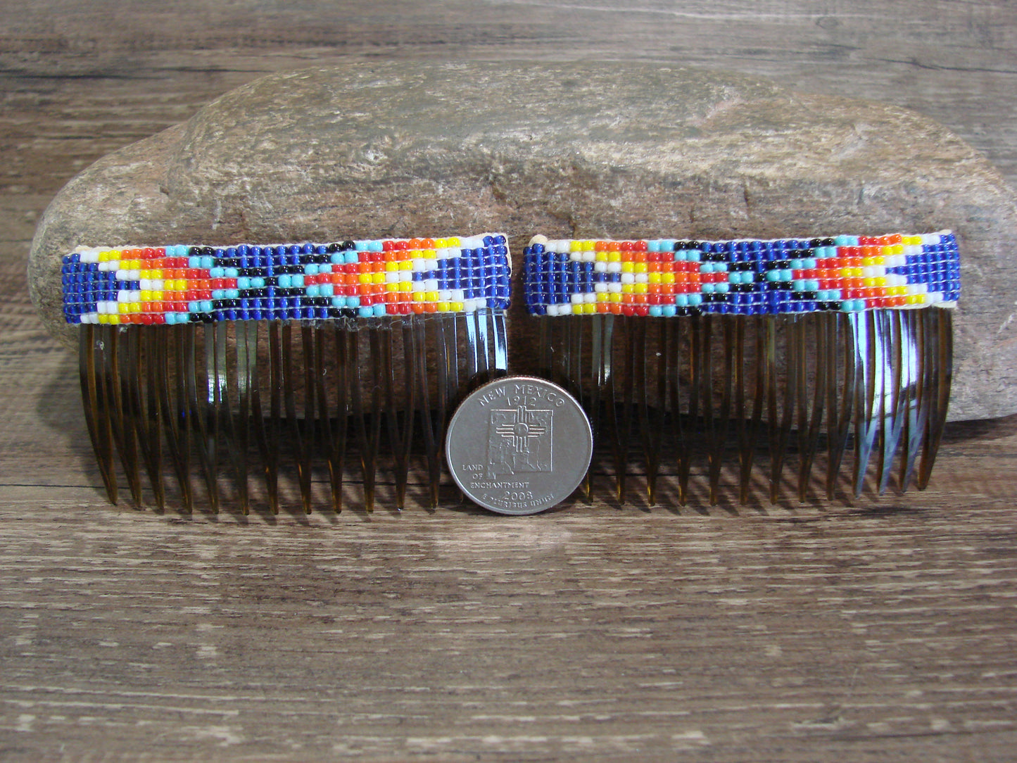 Native American Hand Beaded Hair Comb Set by Cleveland