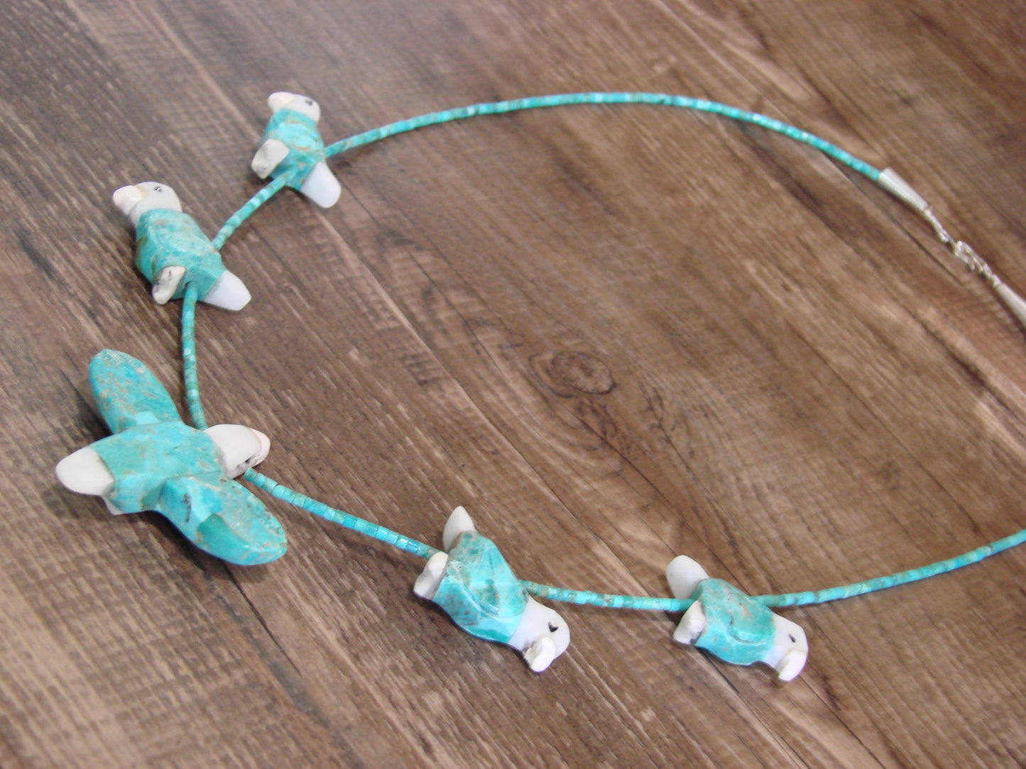 Hand Carved Turquoise Eagle Fetish Necklace - Matt Mitchell