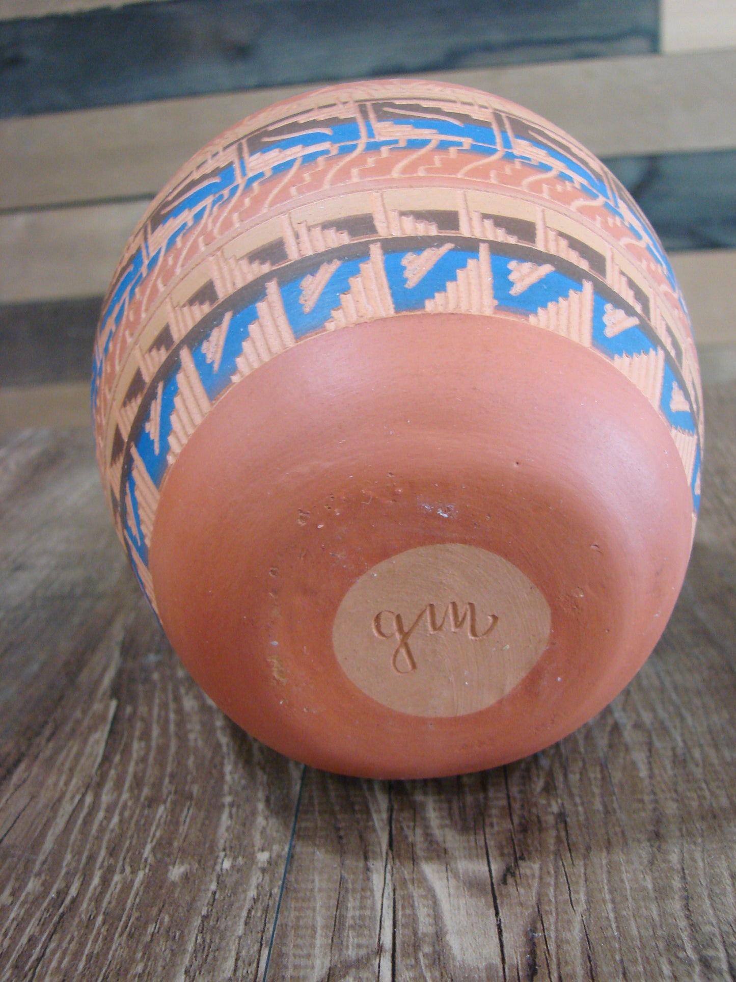 Native American Navajo Hand Etched & Painted Ginger Jar Pottery - Gilmore