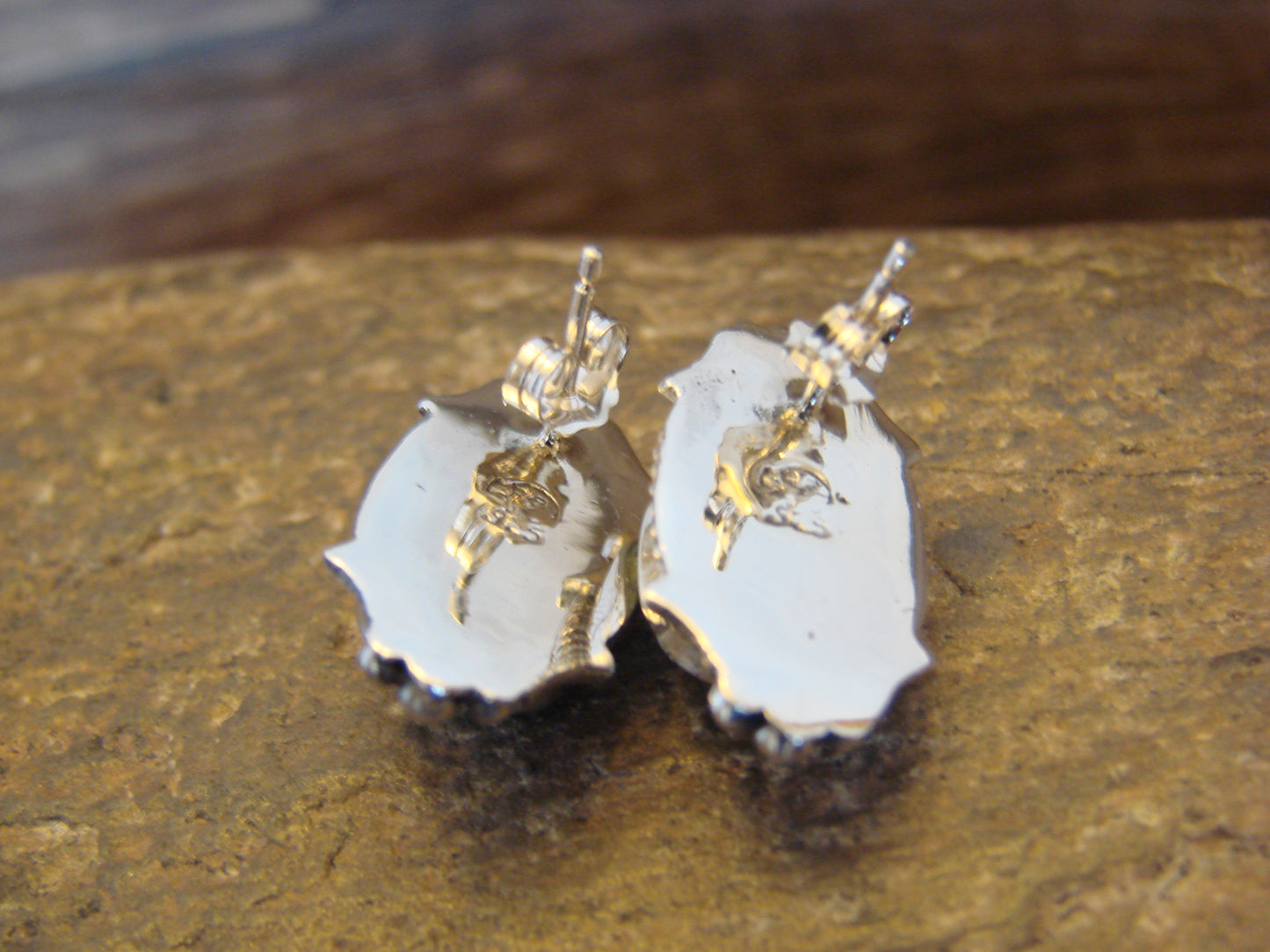 Native American Sterling Silver Sonoran Turquoise Post Earrings by McCarthy
