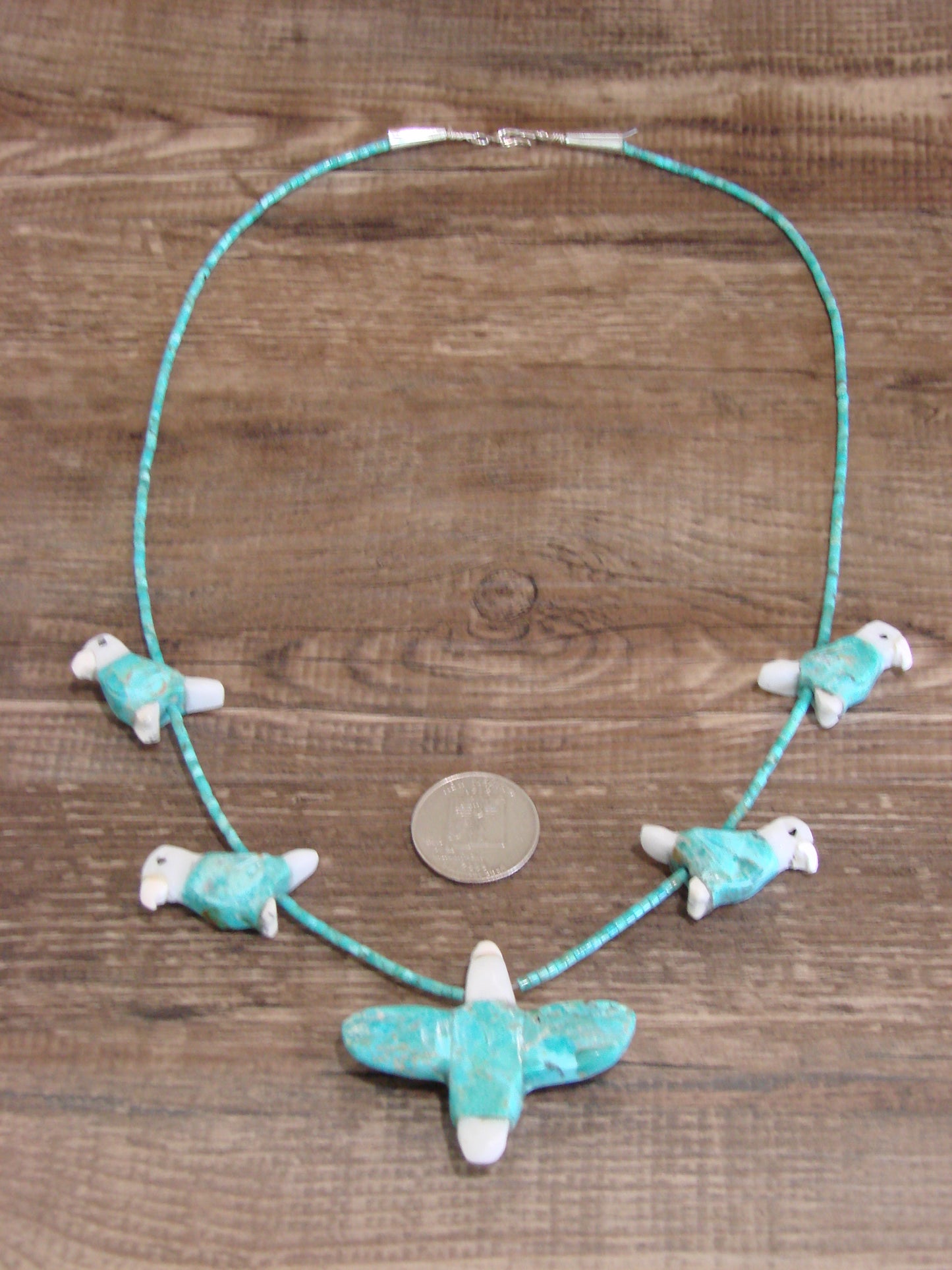 Hand Carved Turquoise Eagle Fetish Necklace - Matt Mitchell