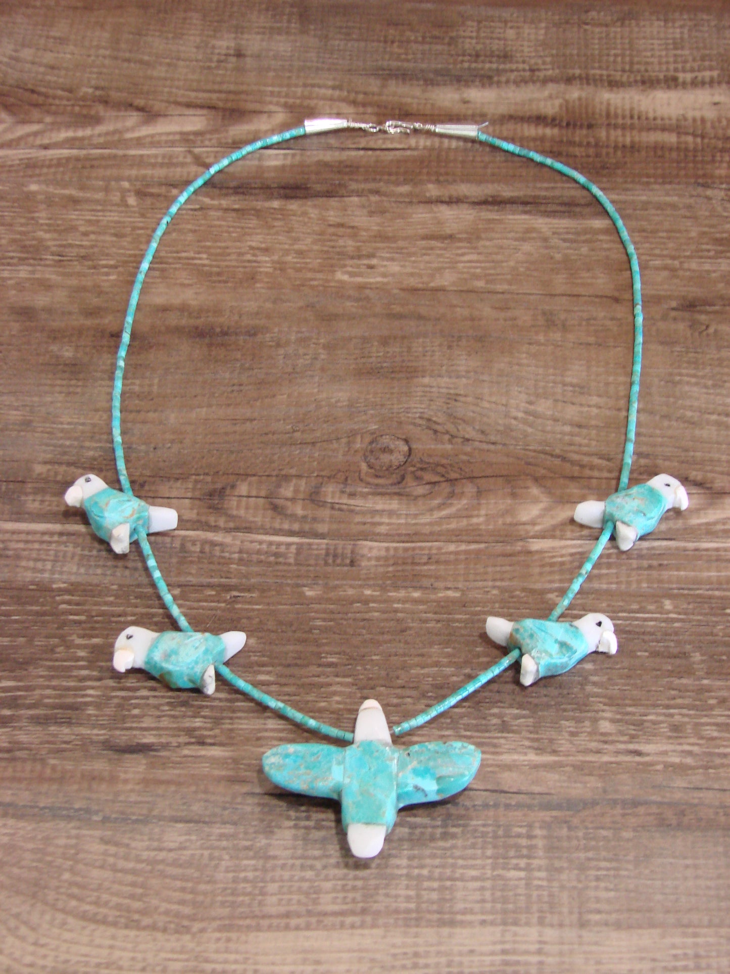 Hand Carved Turquoise Eagle Fetish Necklace - Matt Mitchell