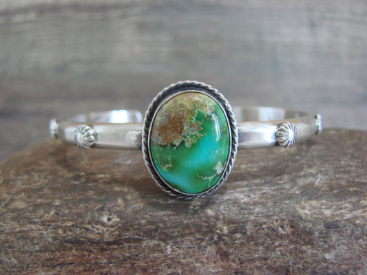 Native American Sterling Silver & Sonoran Turquoise Bracelet Signed SY