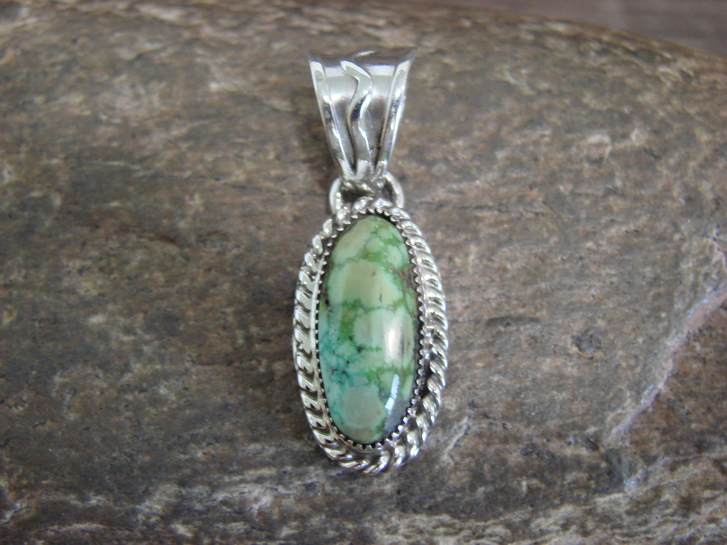 Native American Sterling Silver & Sonoran Turquoise Pendant Signed Begay