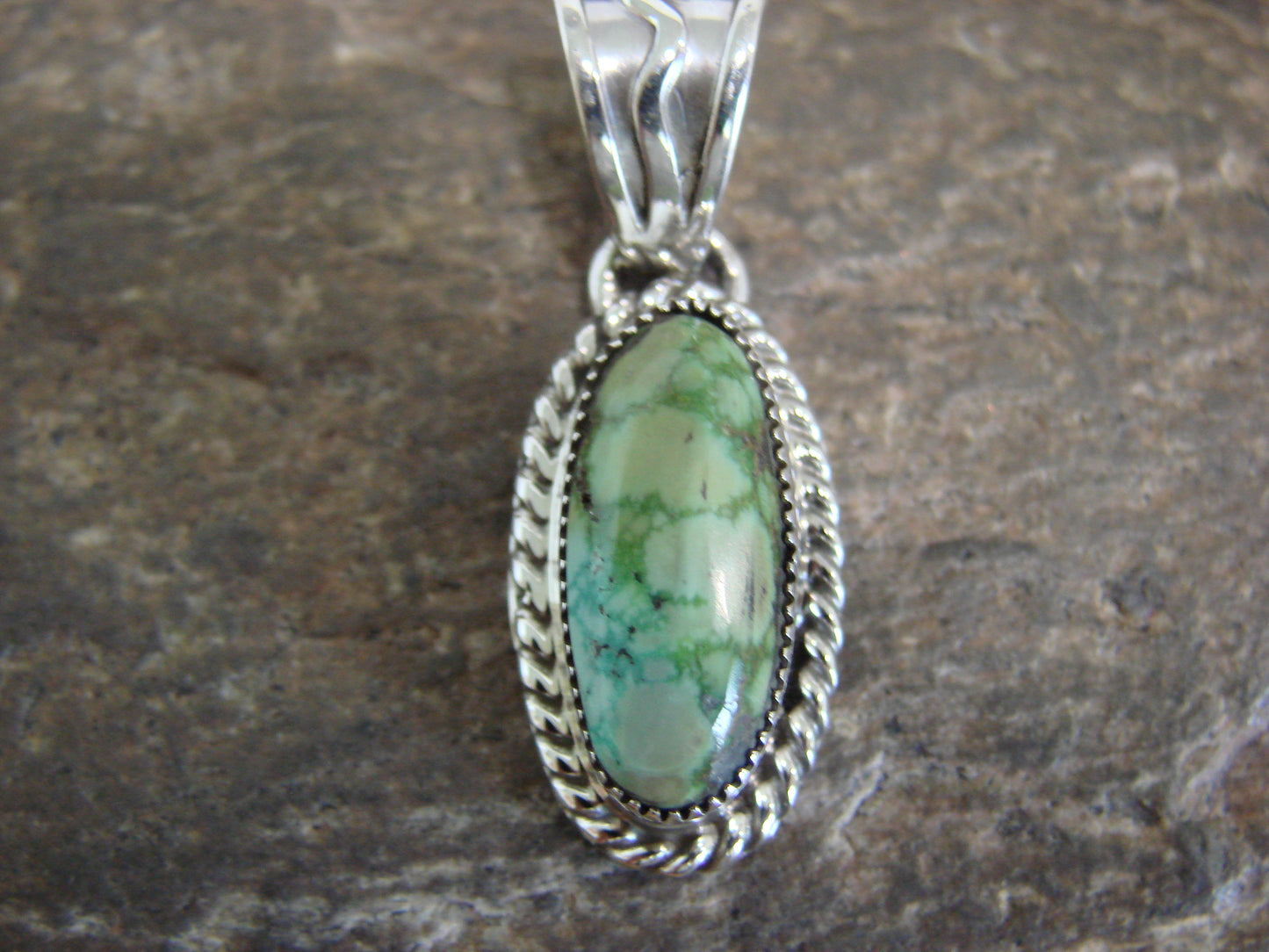 Native American Sterling Silver & Sonoran Turquoise Pendant Signed Begay