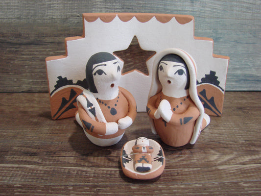 Native American Handmade Clay Manger Scene by A. R. Bailon