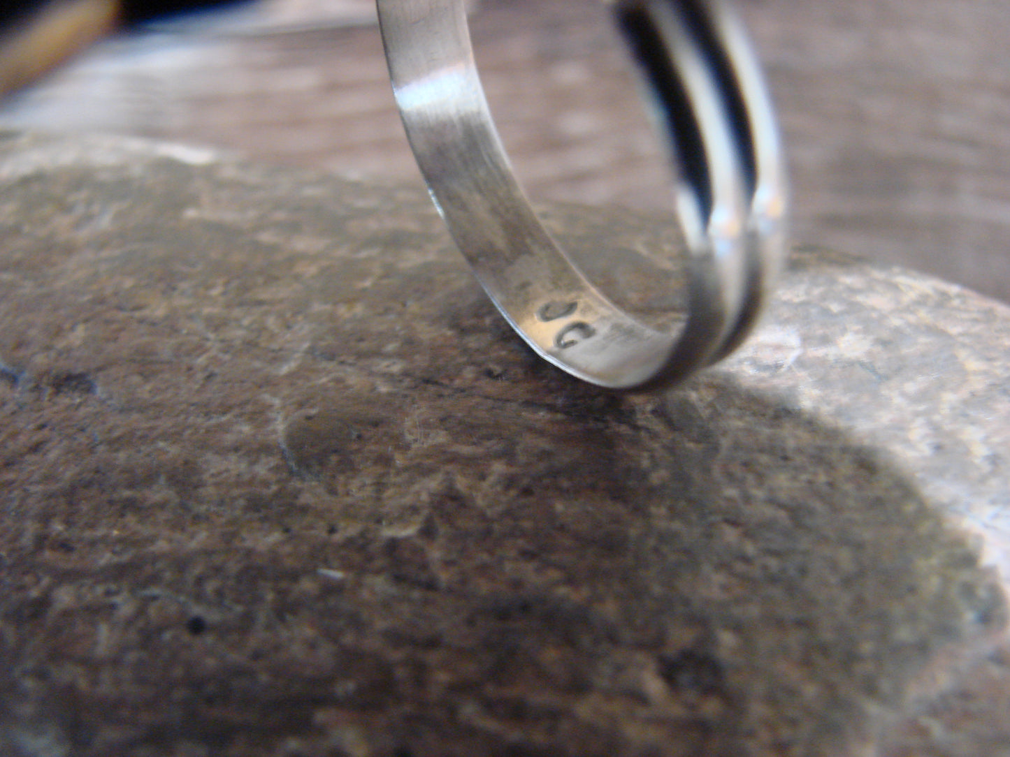 Native American Nickel Silver & Turquoise Adjustable Ring by Cleveland - Size 8 - 10