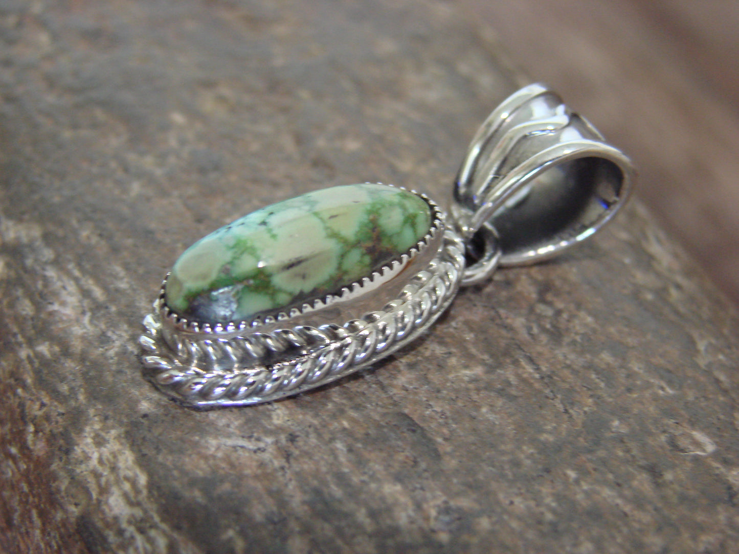 Native American Sterling Silver & Sonoran Turquoise Pendant Signed Begay