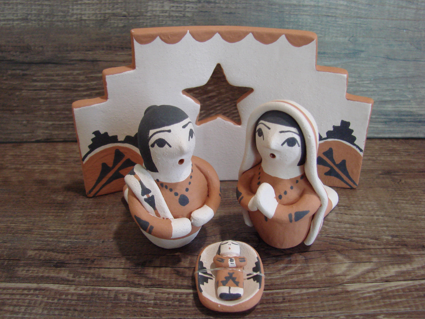Native American Handmade Clay Manger Scene by A. R. Bailon