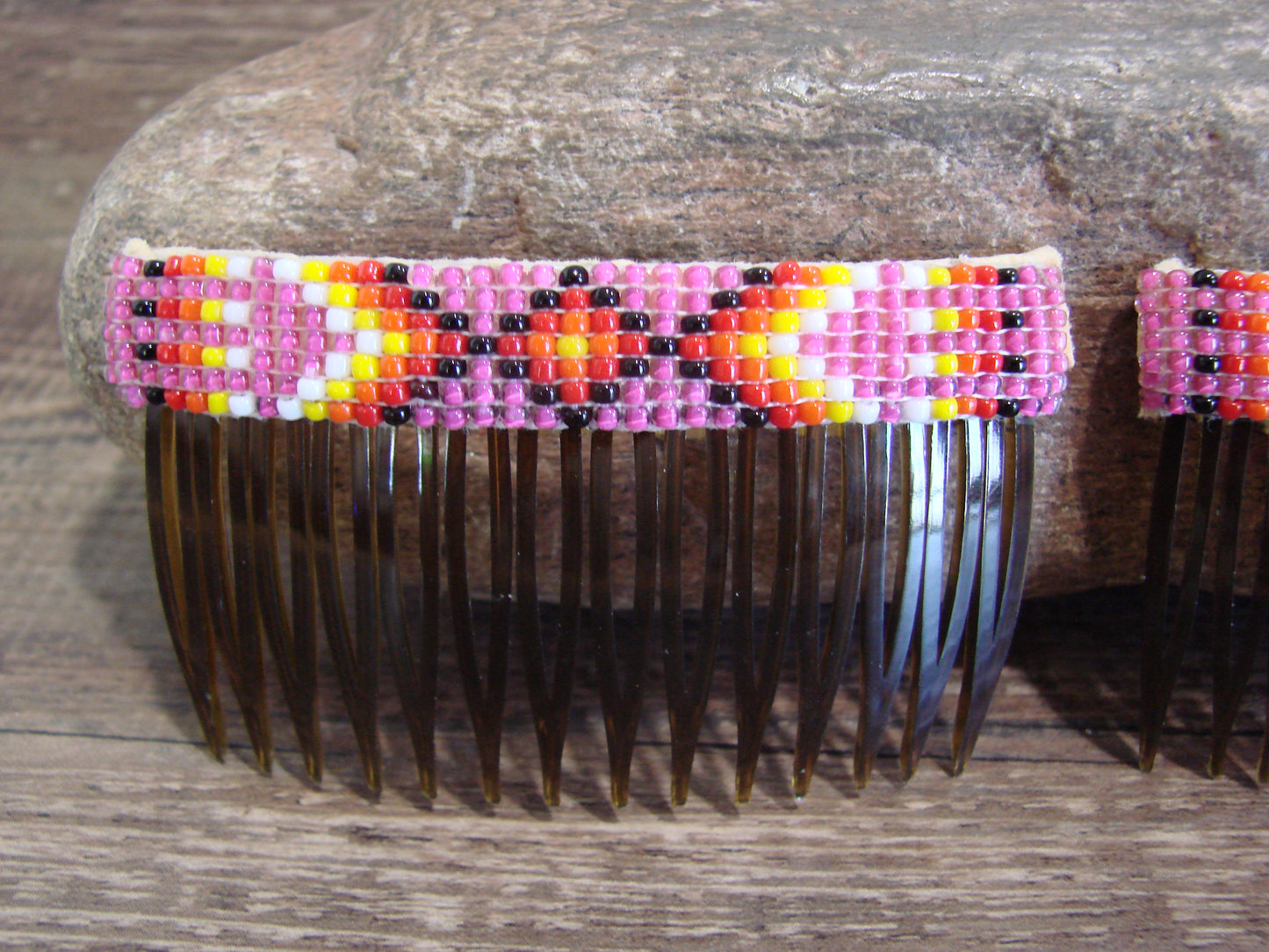 Native American Hand Beaded Hair Comb Set by Cleveland