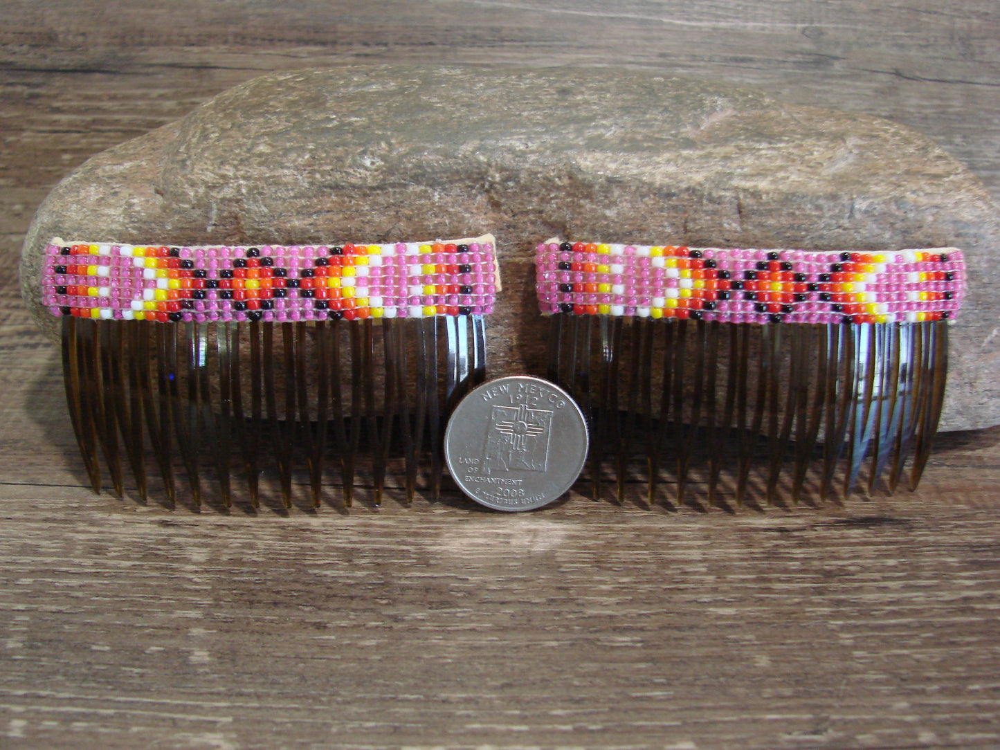 Native American Hand Beaded Hair Comb Set by Cleveland