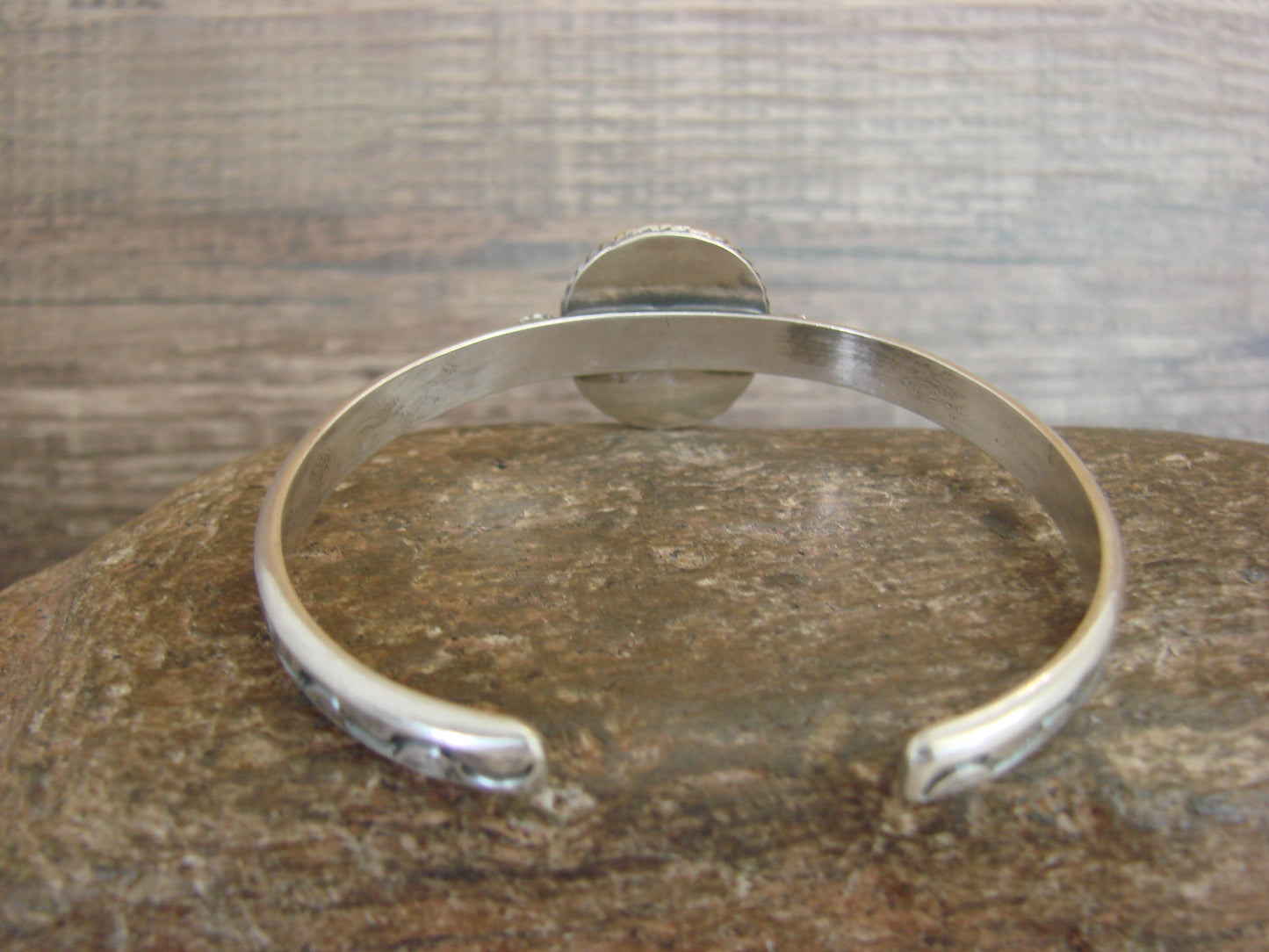 Native American Sterling Silver & Sonoran Turquoise Bracelet Signed SY