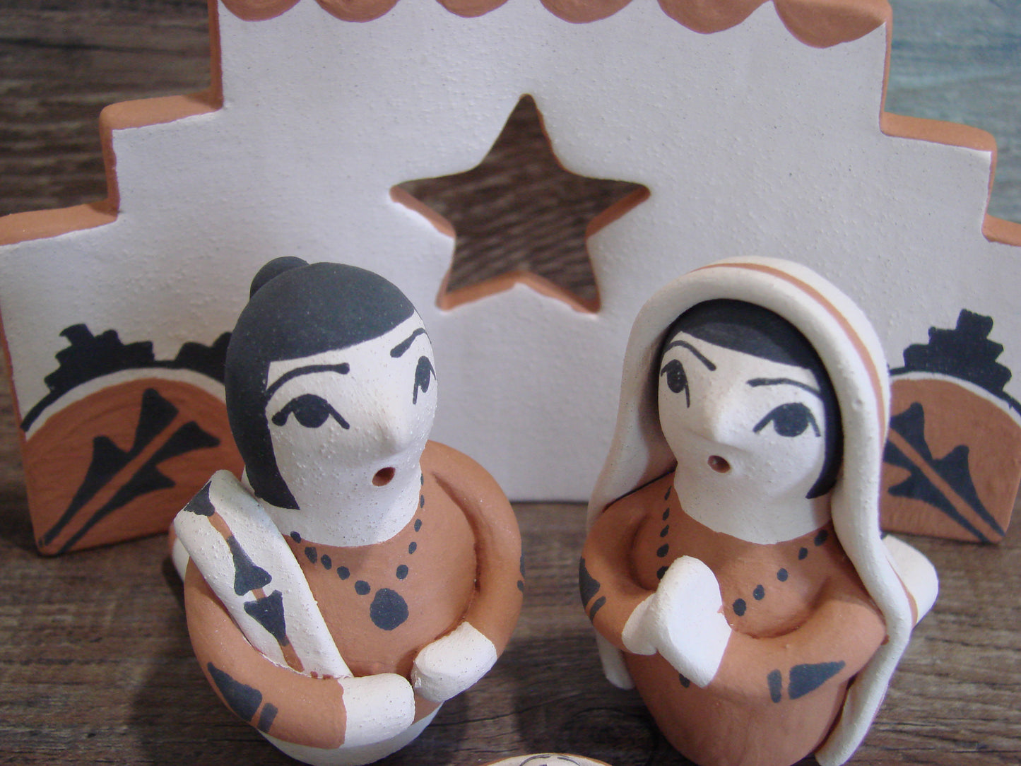 Native American Handmade Clay Manger Scene by A. R. Bailon